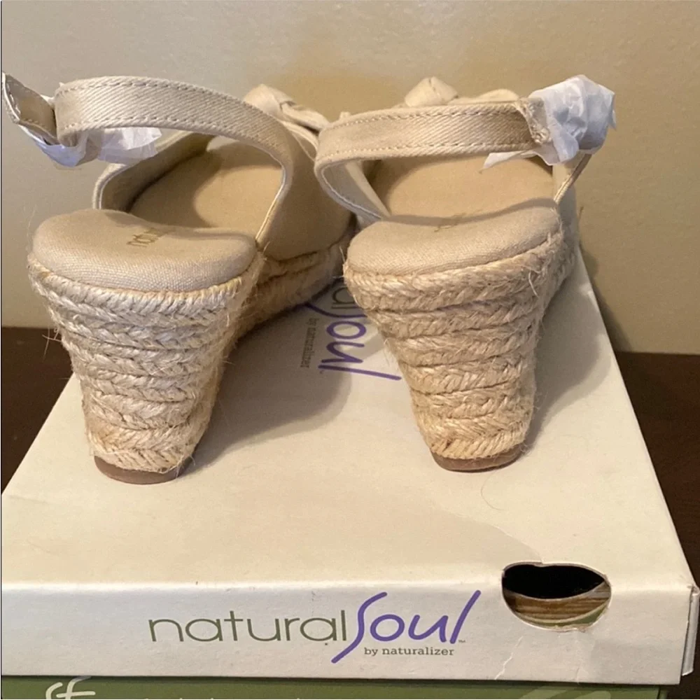 Natural Soul Women's Cream Espadrille Sandals with Slingback and Bow